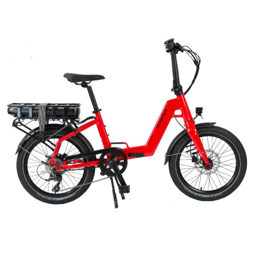 Wisper Tailwind 806 Encore Folding eBike 360 w/h pedal Assist (Red + Venture Pack)
