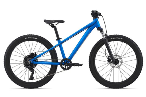 Blue children's bicycle on a white background