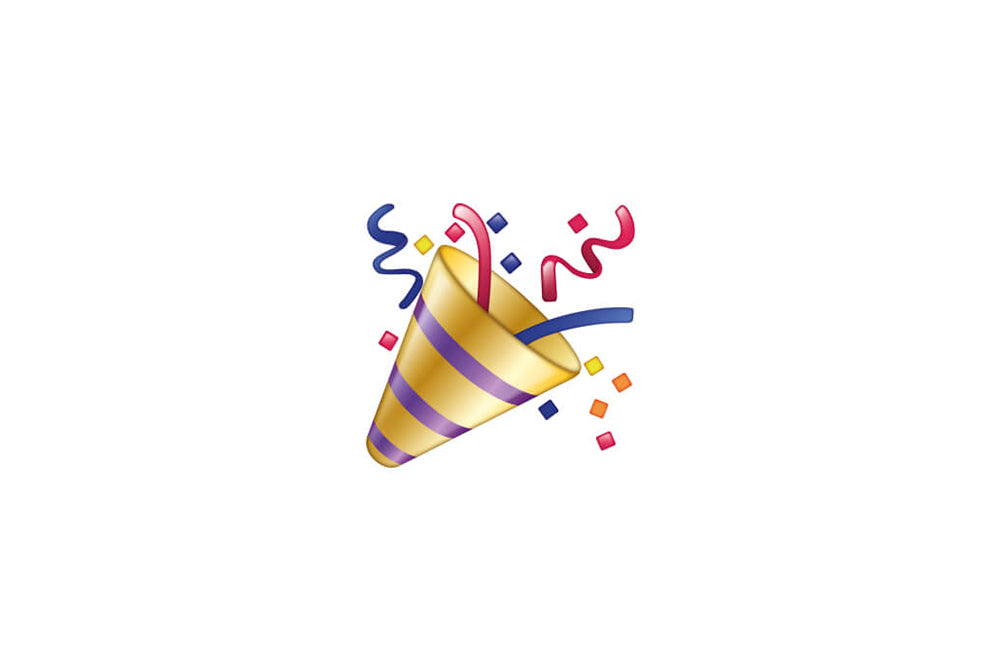 Colorful party hat with streamers on a white background