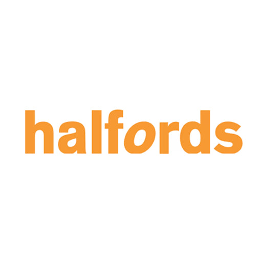 Halfords logo on a white background