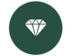 Icon of a white diamond on a green background
