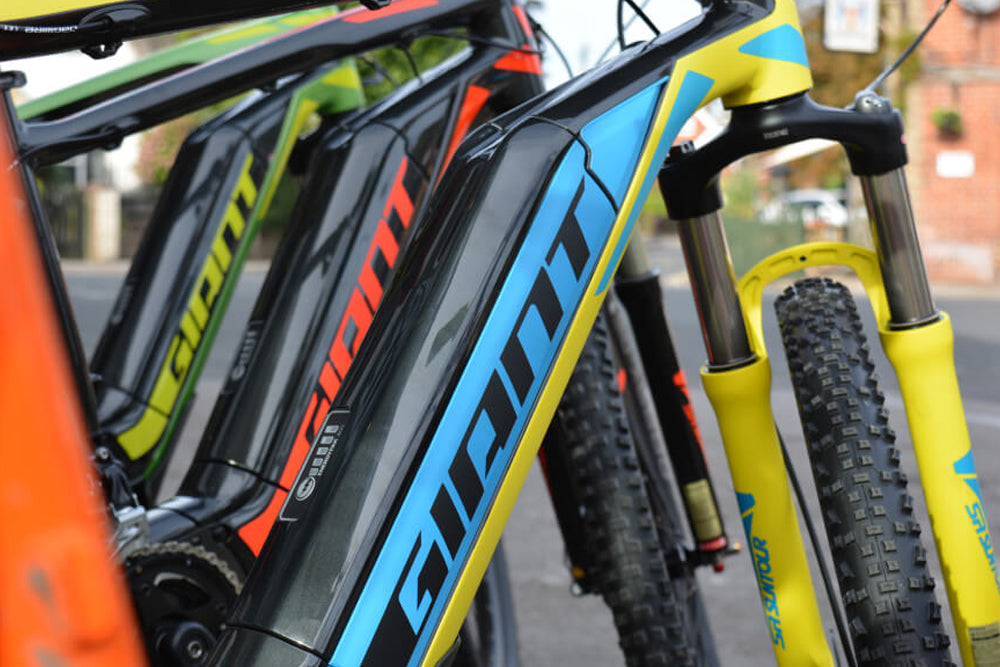Close-up of a Giant bicycle with a blurred background