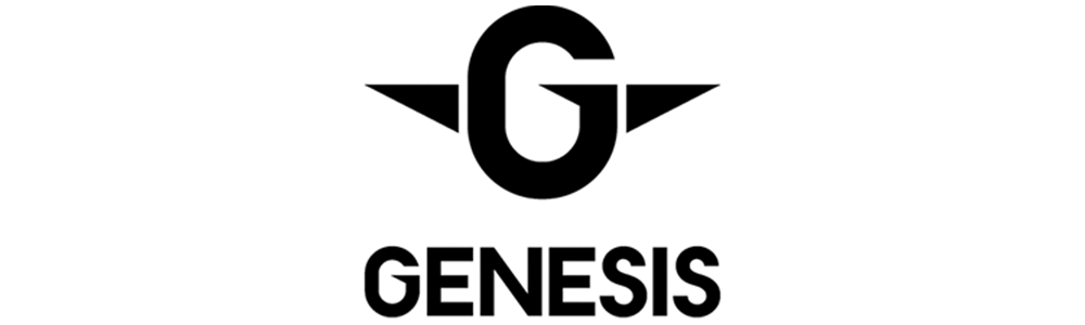 Genesis logo with a stylized 'G' on a white background