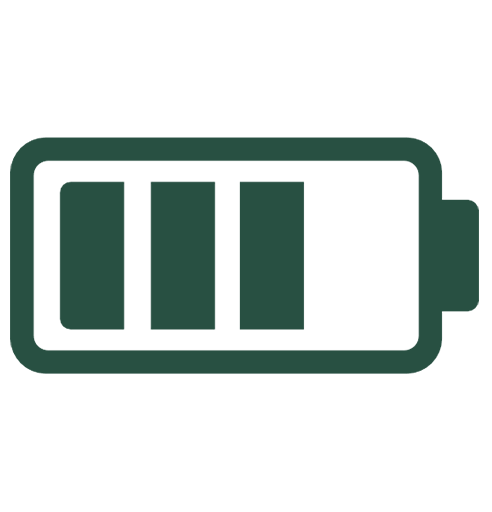Green battery icon on a white background