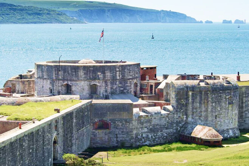 Fortress by the sea with a clear sky