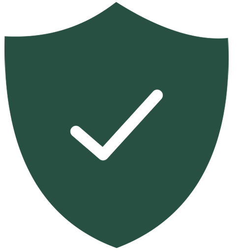 Green shield icon with a tick