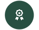 Icon of a white award ribbon on a green background